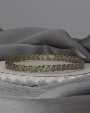 Vintage Mexico Sterling Silver Rope Bangle Bracelet 14.6G / 7.5in N1472